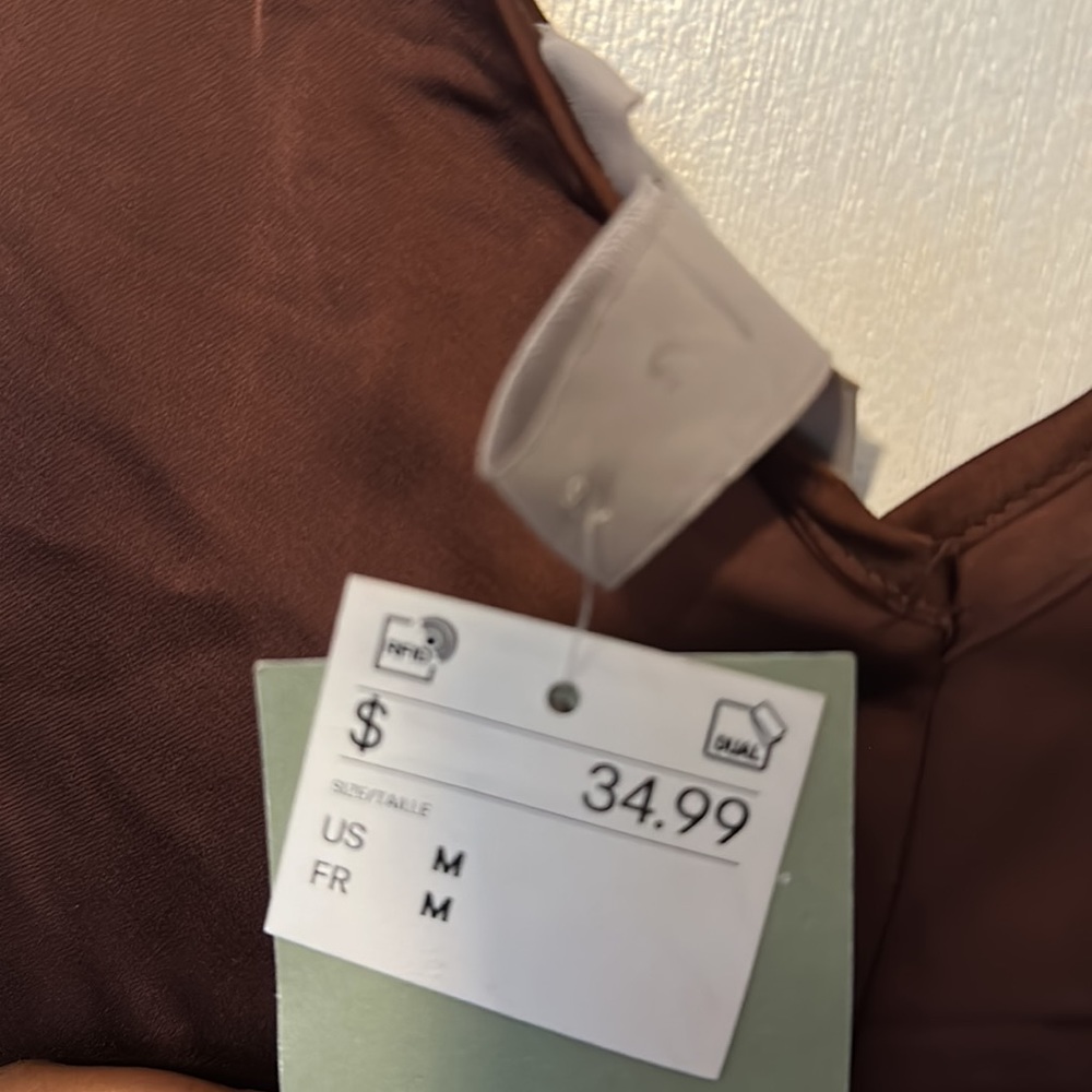NWT H&M dark brown satin slip dress